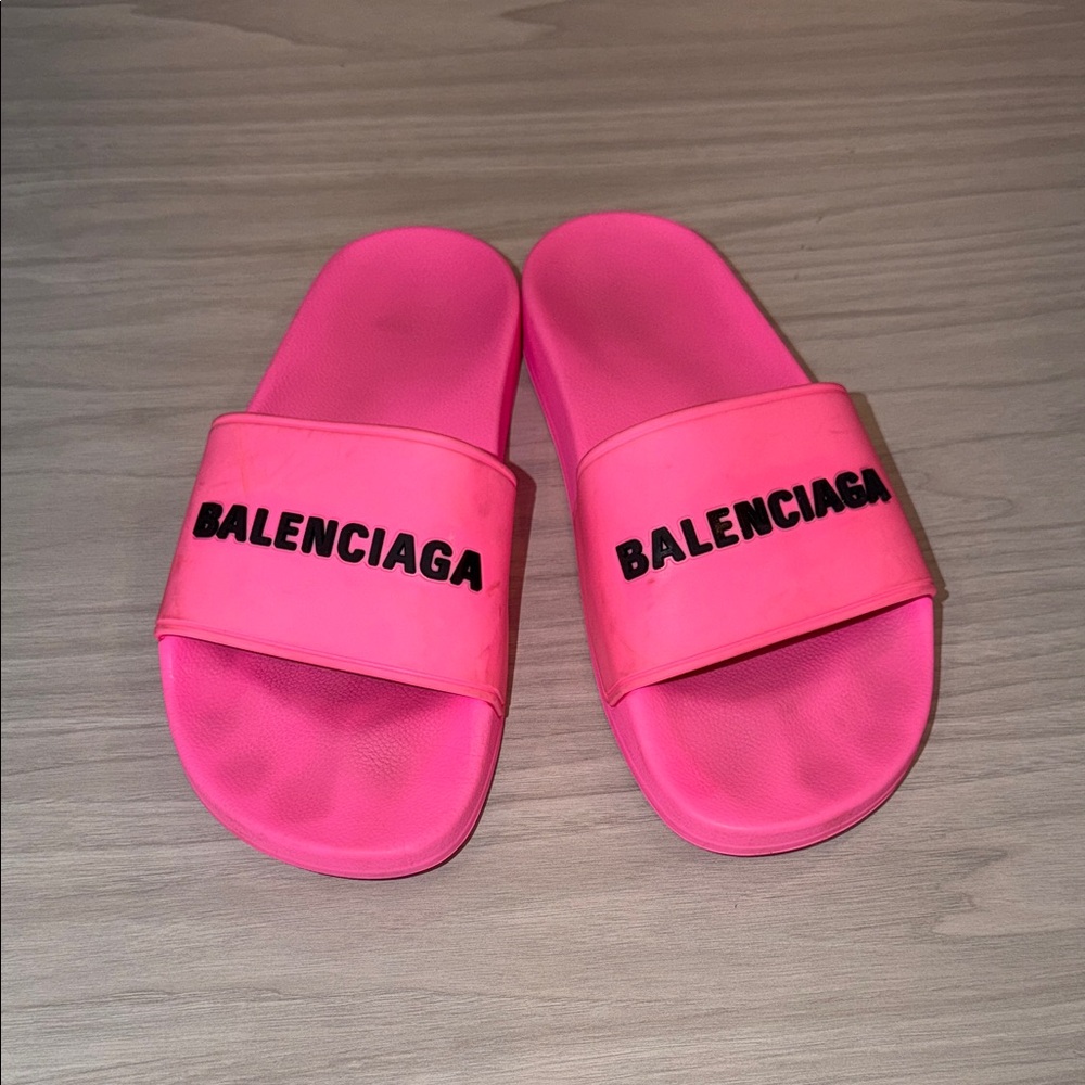 Balenciaga Neon Pink Slides - Picture 1 of 6